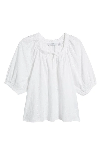 Shop & Other Stories Eyelet Cotton Popover Blouse In White Embroidery