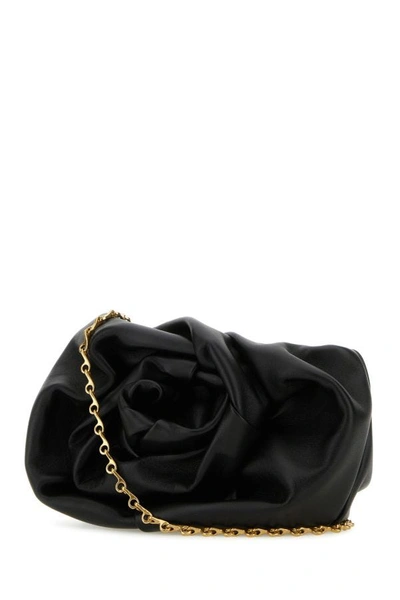 Shop Burberry Woman Black Nappa Leather Rose Clutch