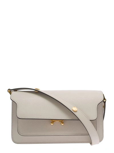 Shop Marni 'trunk' White Shoulder Bag With Push-lock Fastening In Leather Woman