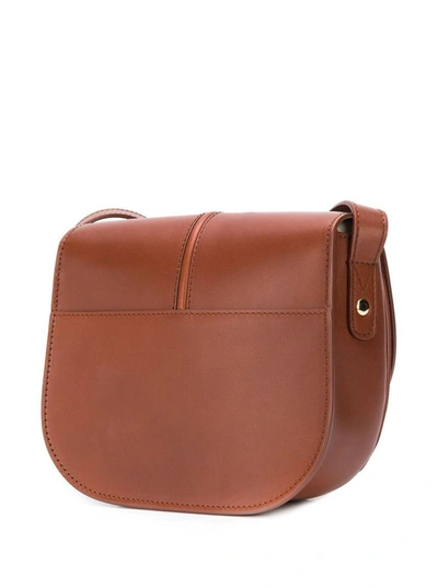 Shop Apc Betty Crossbody Bag In Brown Leather With Logo Woman