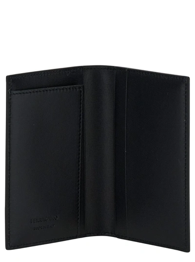 Shop Ferragamo Black Card Holder With Logo In Leather Man