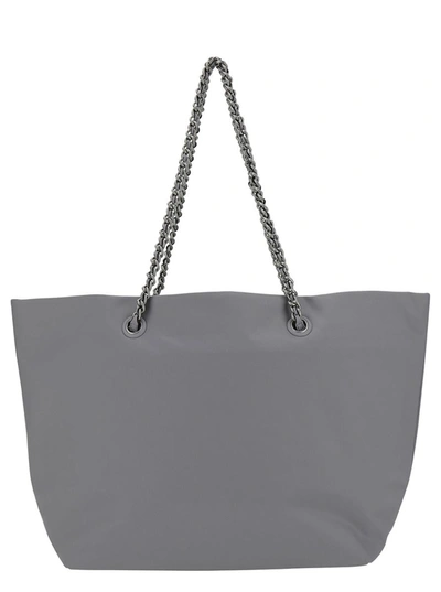 Shop Tory Burch 'ella' Grey Tote Bag With Logo Patch In Nylon Woman