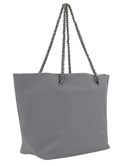 Shop Tory Burch 'ella' Grey Tote Bag With Logo Patch In Nylon Woman