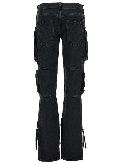 Shop Attico 'essie' Black Fitted Jeans With Cargo Pockets In Denim Woman