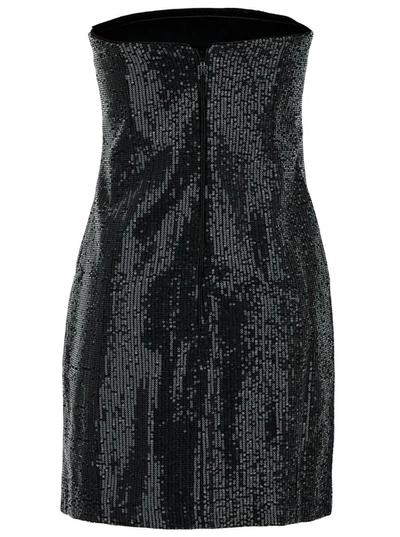 Shop Rotate Birger Christensen Mini Black Strapless Dress With Paillettes In Cotton Woman