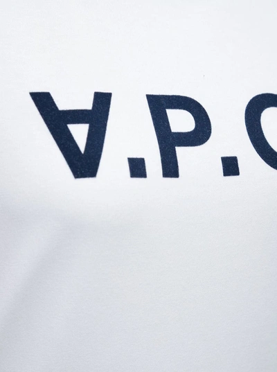 Shop Apc White T-shirt With Logo Print In Cotton Woman In Blu