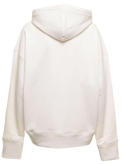 Shop Jil Sander Woman's White Cotton Hoodie With Logo Print