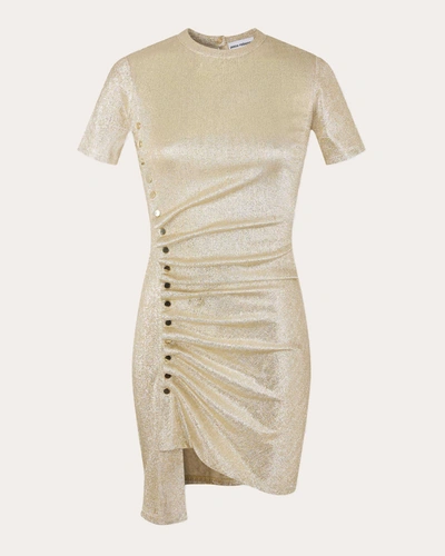 Shop Rabanne Women's Metallic Asymmetric T-shirt Mini Dress In Silver/gold