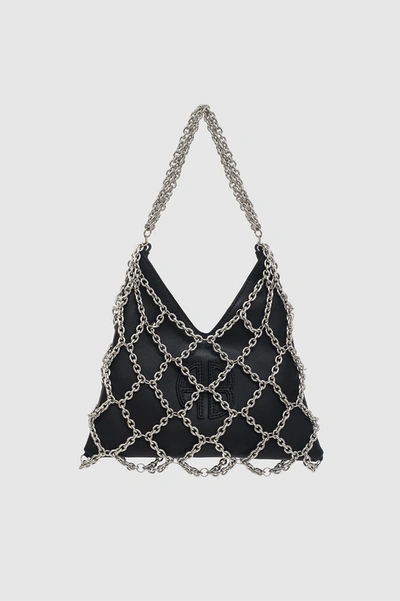 Shop Anine Bing Mini Gaia Chain Bag In Black And Silver