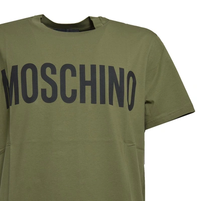 Shop Moschino Green Cotton T-shirt With Logo Print
