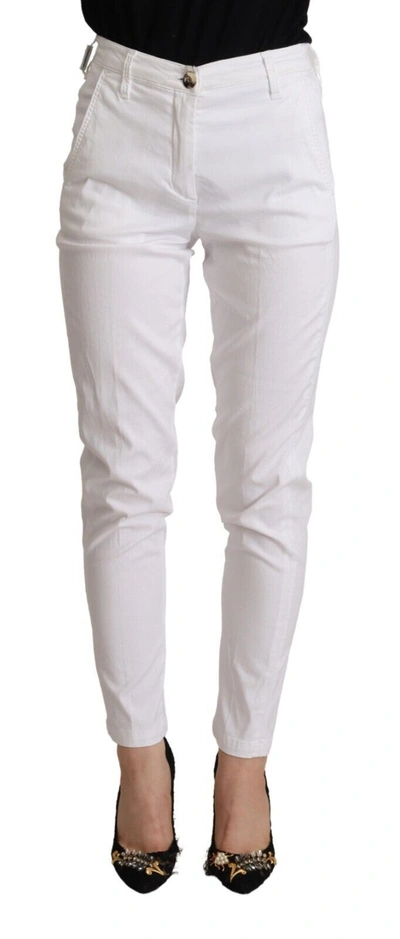 Shop Jacob Cohen Mid Waist Lyocell Skinny Cropped Women's Pants In White