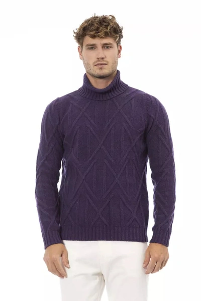 Shop Alpha Studio Merino Wool Men's Sweater In Purple