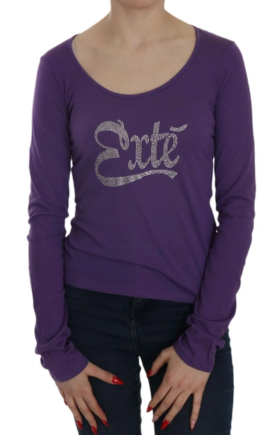 Shop Exte Crystal Embellished Long Sleeve Casual Women's Top In Purple