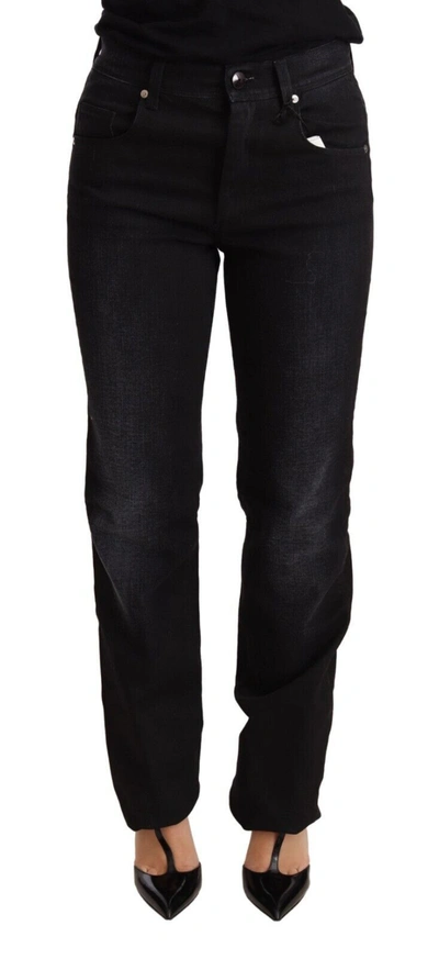 Shop Ermanno Scervino Washed Straight Blue Trouser Cotton Women's Jeans In Black