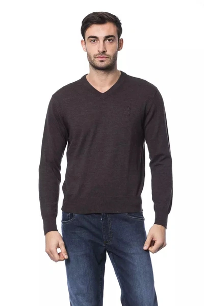 Shop Billionaire Italian Couture Merino Wool Men's Sweater In Brown