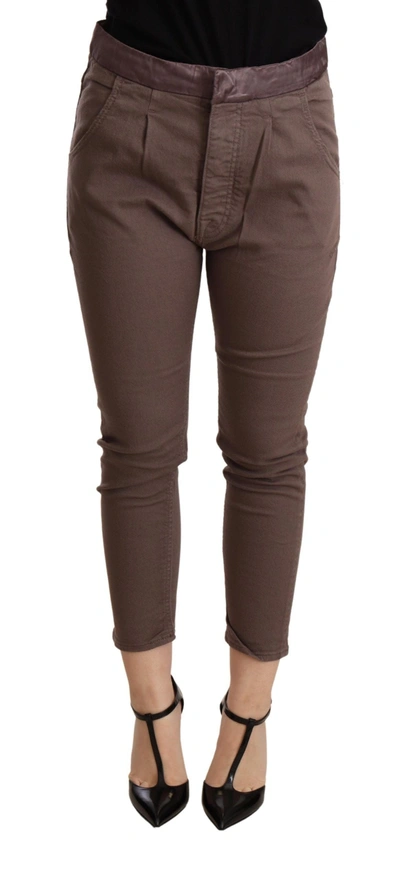 Shop Cycle Mid Waist Cropped Skinny Stretch Women's Trouser In Brown