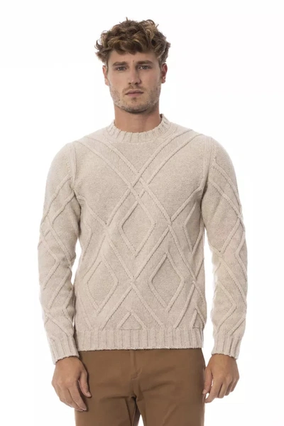 Shop Alpha Studio Merino Wool Men's Sweater In Beige