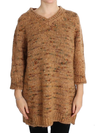 Shop Pink Memories Wool Blend Knitted Oversize Women's Sweater In Brown