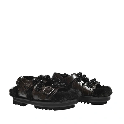 Shop Simone Rocha Multi-strap Track Sandal In Black Jet Leather