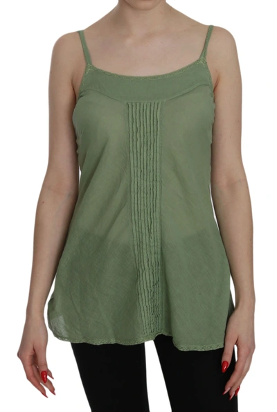 Shop Pink Memories Silk Spaghetti Strap Tank Top Women's Blouse In Green