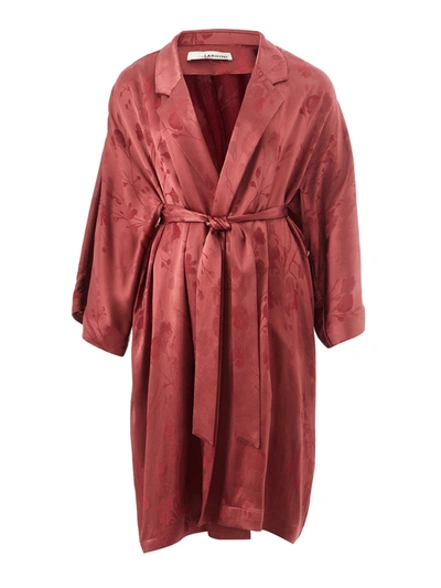 Shop Lardini Allover Printed Robe Trench Women's Coat In Red