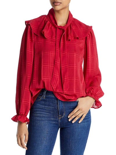 Shop Cupio Womens Satin Ruffled Blouse In Red