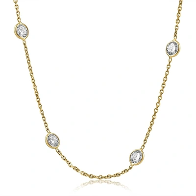 Pompeii3 4ct Diamonds By The Yard Necklace 14k Yellow Gold Lab Grown Station Pendant In Multi