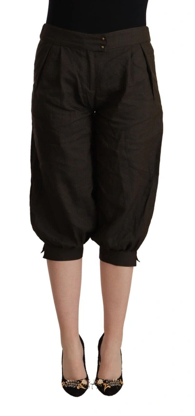 Shop Gf Ferre' Viscose Cropped Harem Women's Pants In Brown