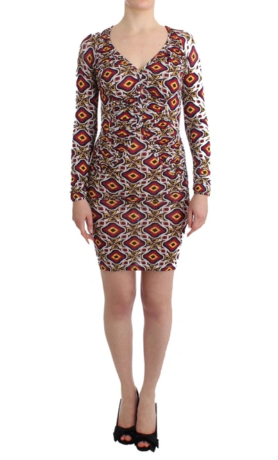 Shop Gf Ferre' Longsleeved Viscose Shift Women's Dress In Multi