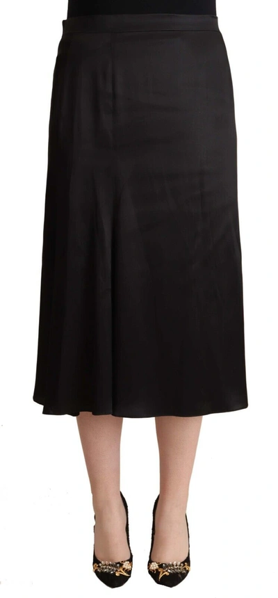 Shop Blumarine Acetate High Waist A-line Midi Women's Skirt In Black
