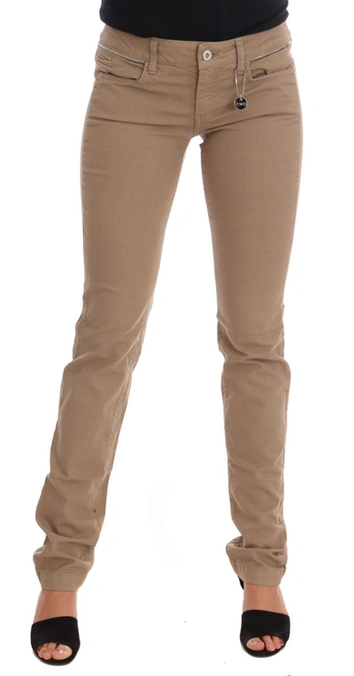 Shop Costume National Cotton Stretch Slim Fit Women's Jeans In Beige