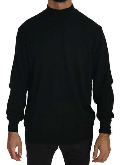 Shop Mila Schön Turtle Neck Pullover Top Virgin Wool Men's Sweater In Black