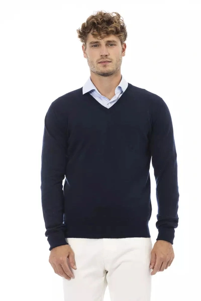 Shop Alpha Studio Wool Men's Sweater In Blue