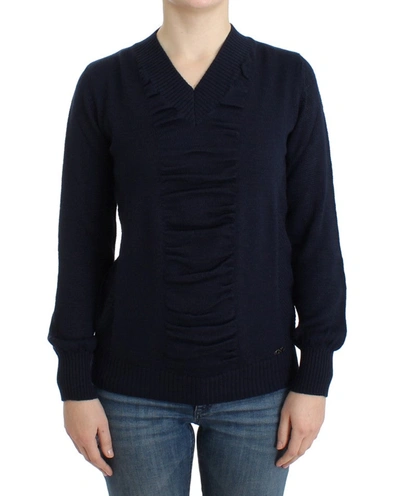Shop Costume National V-neck Wool Women's Sweater In Blue