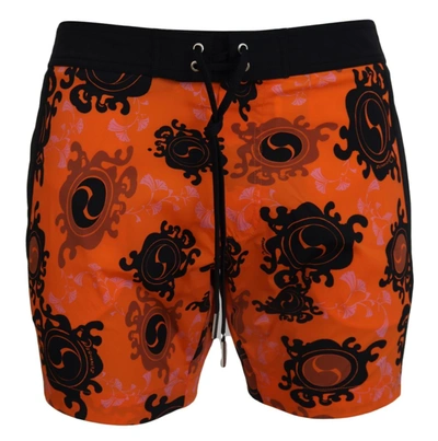 Shop Dsquared2 Dsqua² Printed Men Beachwear Shorts Men's Swimwear In Orange