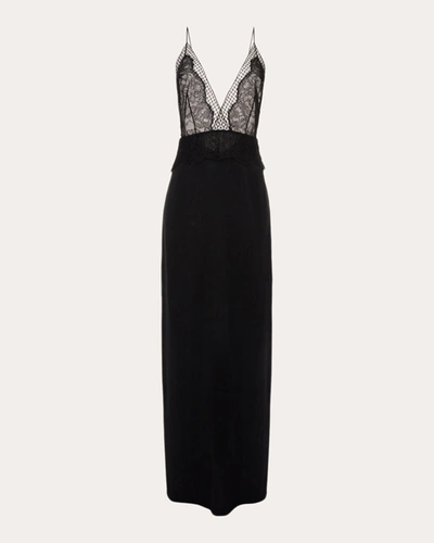 La Perla Women's Lace-trimmed Silk-satin Nightgown In Black