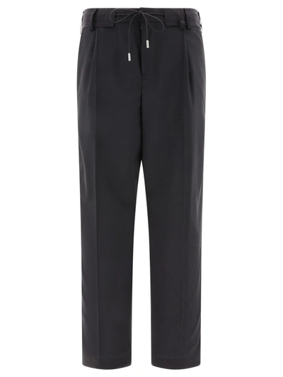 Shop Sacai Trousers With Drawstring Waist In Black