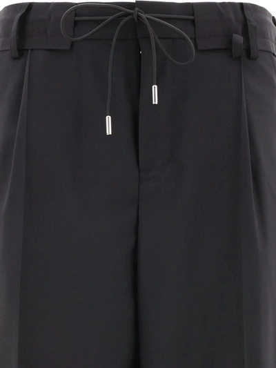 Shop Sacai Trousers With Drawstring Waist In Black