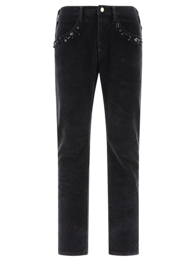 Shop Undercover Corduroy Studs Trousers In Black