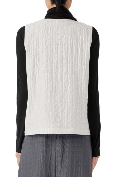 Shop Eileen Fisher Quilted Silk Vest In Bone