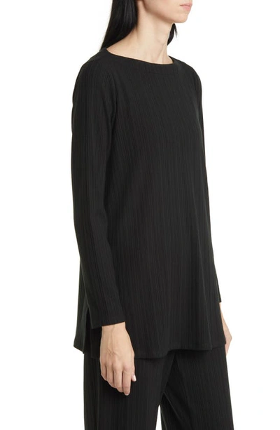 Shop Eileen Fisher Rib Boat Neck Top In Black