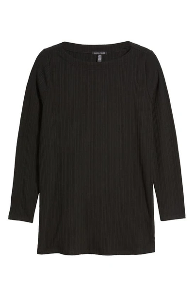 Shop Eileen Fisher Rib Boat Neck Top In Black