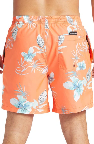 Shop Quiksilver Everyday Mix Volley Swim Trunks In Fiery Coral