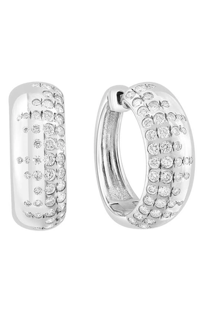 Shop Effy Diamond Hoop Earrings In Silver