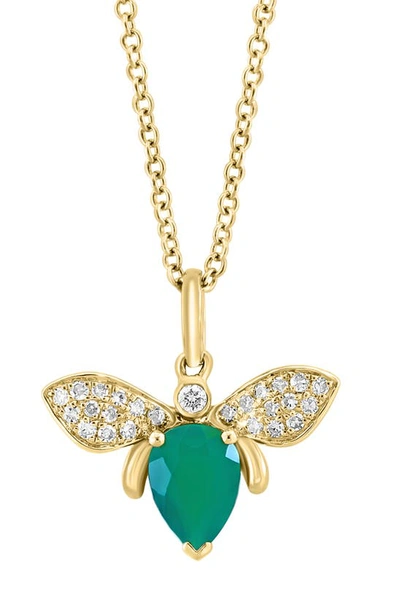 Shop Effy Green Onyx & Diamond Bug Pendant Necklace