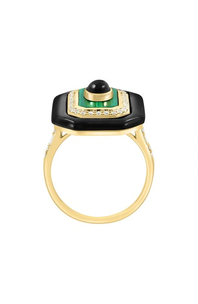 Shop Effy 14k Yellow Gold Malachite, Onyx & Diamond Ring In Gold Multi