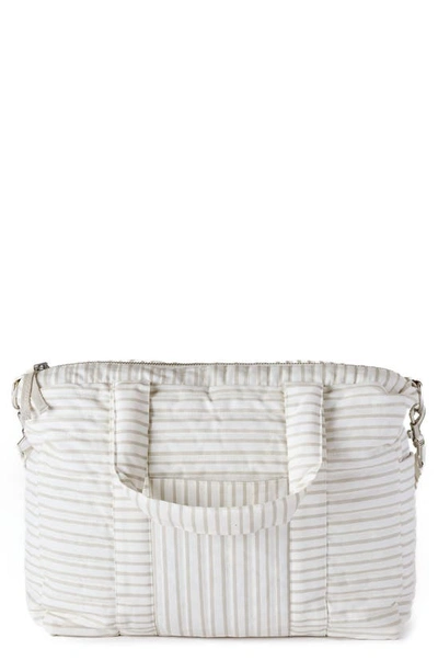 Shop Pehr Stripes Away Diaper Bag In Stripes Away Pebble Grey