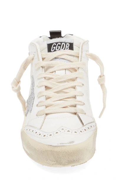 Golden Goose Mid Star Glitter Sneaker In White/ Gold