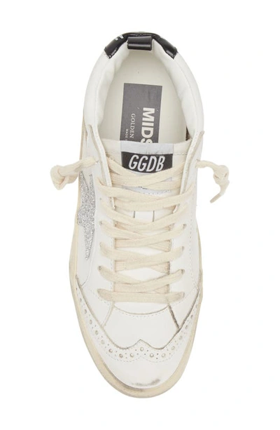 Golden Goose Mid Star Glitter Sneaker In White/ Gold