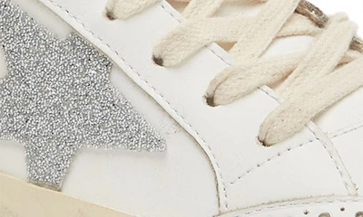 Golden Goose Mid Star Glitter Sneaker In White/ Gold